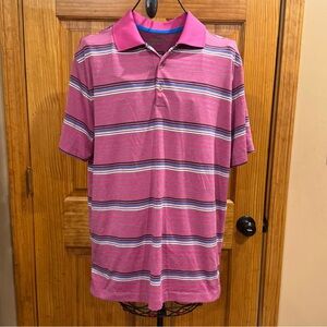 Nike Golf Tour Performance Dri-Fit Men's Large Short Sleeve Shirt, Pink/Striped